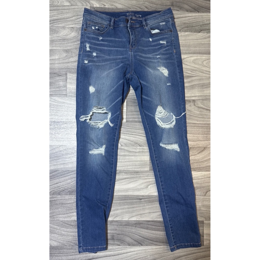 Soho New York & Company Distressed Legging Jeans Medium Wash Blue Skinny Size 10